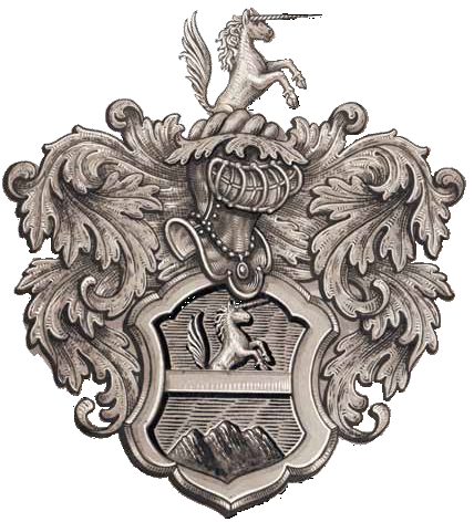 Wappen der Karberg mit Einhorn und den Karbergen